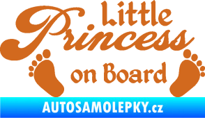 Samolepka Little princess on board 002 nápis s nožičkami oříšková