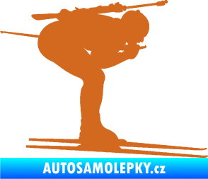 Samolepka Lyžař 028 pravá - biatlon oříšková