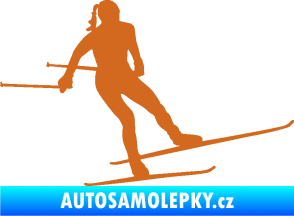 Samolepka Lyžařka 001 pravá běh na lyžích oříšková