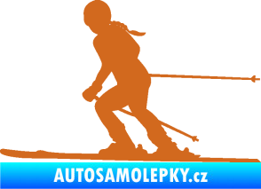 Samolepka Lyžařka 002 levá sjezd oříšková