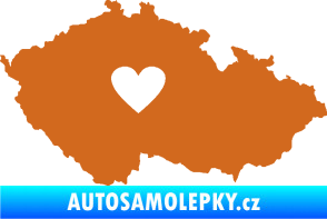 Samolepka Mapa České republiky 002 srdce oříšková