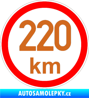 Samolepka Maximální rychlost 220km - nejvyšší konstrukční rychlost oříšková