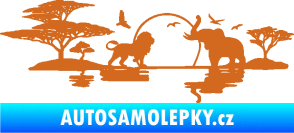 Samolepka Motiv Afrika levá -  zvířata u vody oříšková