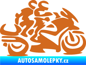 Samolepka Motorkář 009 pravá se spolujezdcem oříšková