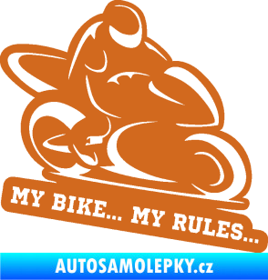 Samolepka Motorkář 012 pravá s textem oříšková