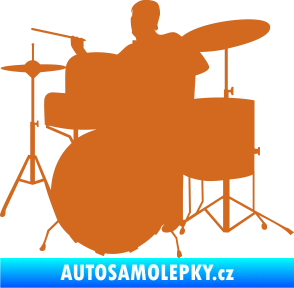 Samolepka Music 011 levá hráč na bicí oříšková