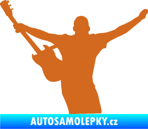 Samolepka Music 024 levá kytarista rocker oříšková