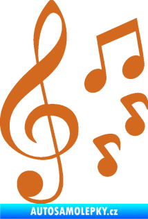 Samolepka Music noty a houslový klíč 002 oříšková