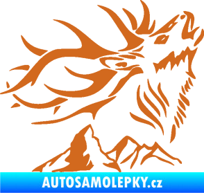 Samolepka Myslivost 003 pravá jelen a hory oříšková