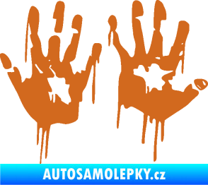 Samolepka Otisk rukou 001 pravá krvavý oříšková