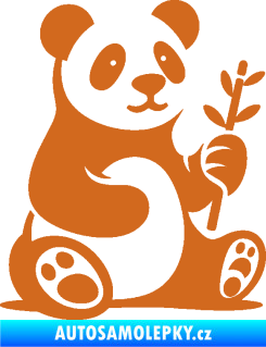 Samolepka Panda 011 pravá s bambusovou větvičkou oříšková