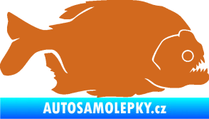 Samolepka Piraňa 001 pravá dravá ryba oříšková