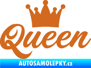 Samolepka Queen nápis s korunou oříšková
