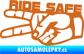 Samolepka Ride Safe nápis levá motorkář oříšková