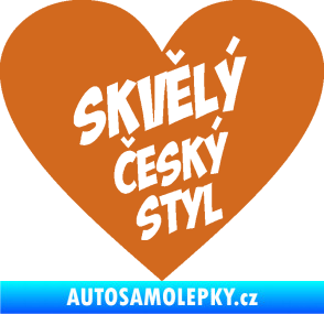 Samolepka Skvělý český styl srdce oříšková