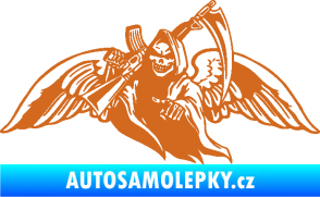 Samolepka Smrtka 016 levá s křídly a kosou oříšková