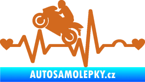 Samolepka Srdeční tep 013 levá motorkář oříšková