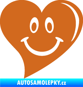 Samolepka Srdíčko 014 pravá s úsměvem oříšková