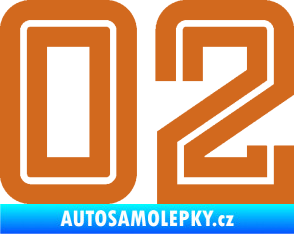 Samolepka Startovní číslo 02 typ 7 oříšková
