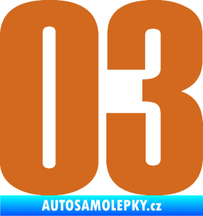 Samolepka Startovní číslo 03 typ 2   oříšková