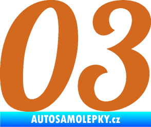 Samolepka Startovní číslo 03 typ 3 oříšková