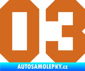 Samolepka Startovní číslo 03 oříšková