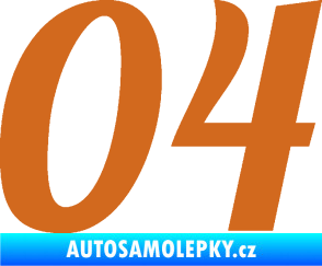 Samolepka Startovní číslo 04 typ 3 oříšková