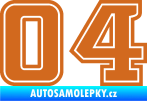 Samolepka Startovní číslo 04 typ 5 oříšková