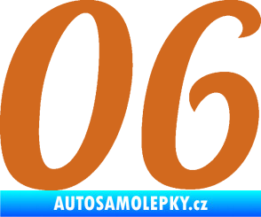 Samolepka Startovní číslo 06 typ 3 oříšková