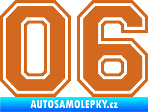 Samolepka Startovní číslo 06 typ 4 oříšková