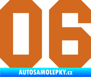 Samolepka Startovní číslo 06 oříšková