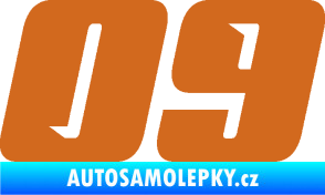 Samolepka Startovní číslo 09 typ 6 oříšková