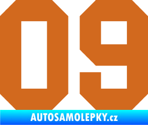 Samolepka Startovní číslo 09 oříšková