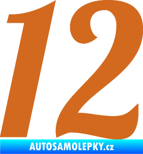 Samolepka Startovní číslo 12 typ 3    oříšková
