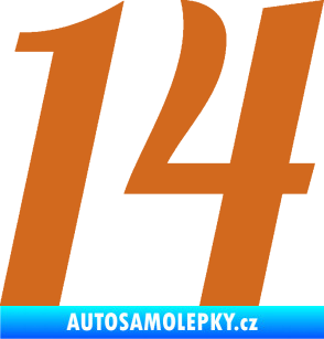 Samolepka Startovní číslo 14 typ 3      oříšková