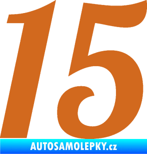 Samolepka Startovní číslo 15 typ 3      oříšková
