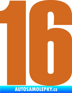 Samolepka Startovní číslo 16 typ 2   oříšková