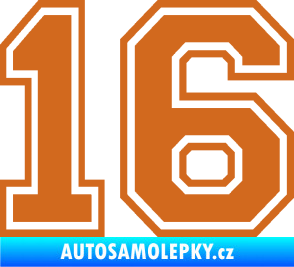 Samolepka Startovní číslo 16 typ 4 oříšková