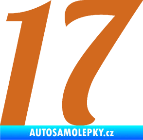 Samolepka Startovní číslo 17 typ 3        oříšková