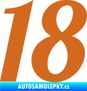 Samolepka Startovní číslo 18 typ 3         oříšková