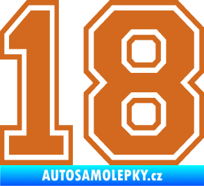 Samolepka Startovní číslo 18 typ 4 oříšková