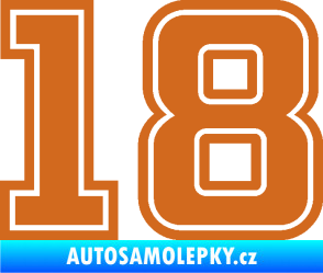 Samolepka Startovní číslo 18 typ 5 oříšková