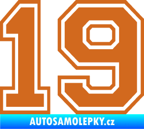 Samolepka Startovní číslo 19 typ 4 oříšková