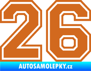 Samolepka Startovní číslo 26 typ 4 oříšková
