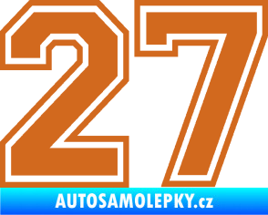 Samolepka Startovní číslo 27 typ 4 oříšková