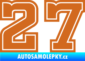 Samolepka Startovní číslo 27 typ 5 oříšková