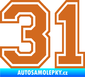 Samolepka Startovní číslo 31 typ 4 oříšková