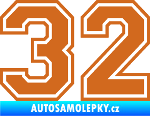 Samolepka Startovní číslo 32 typ 4 oříšková