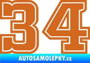 Samolepka Startovní číslo 34 typ 5 oříšková