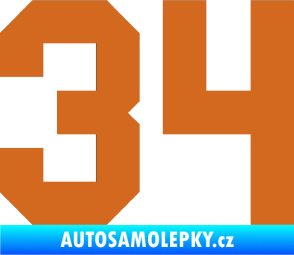 Samolepka Startovní číslo 34 oříšková